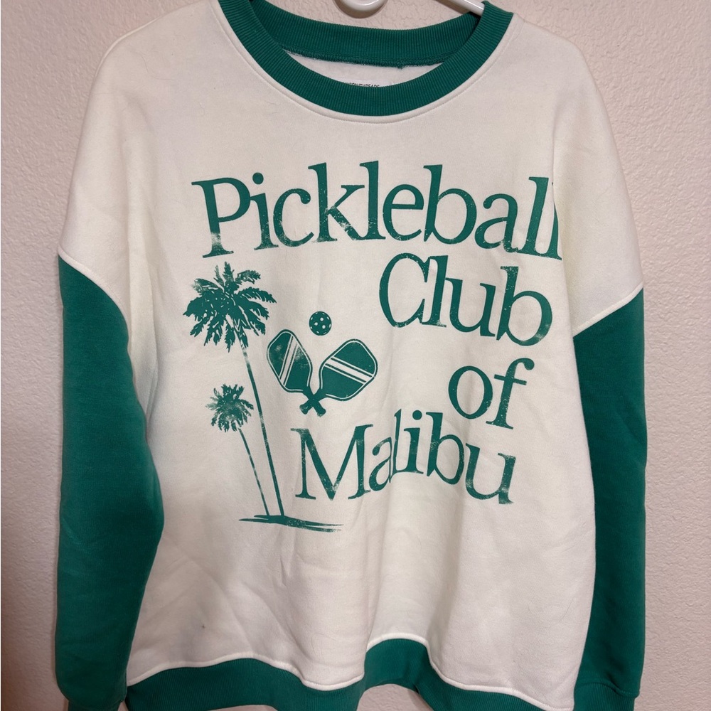 Pickleball Crewneck Sweatshirt – Green & Cream Size XL